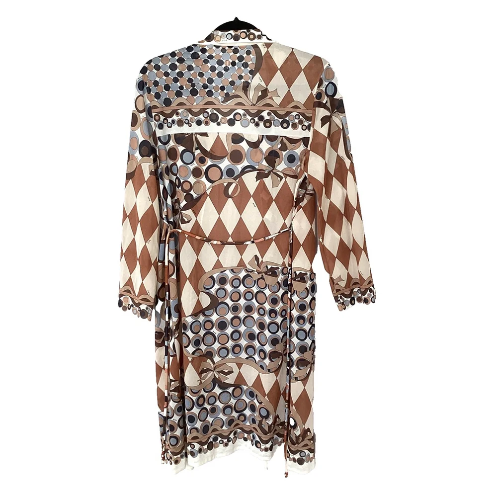 Emilio Pucci 1960s Harlequin & Circle Pattern Bed Jacket Robe Duster Size S/M - Picture 5 of 8